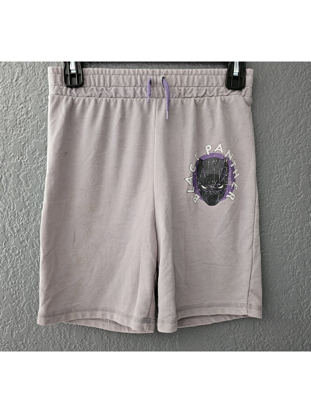 Boys Avengers Marvel Black Panther Gray Shorts Drawstring Elastic Waist Size 10